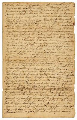 Probated will of Abraham Kruse, 1771