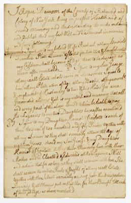 Probated will of Roper Dawson, 1771