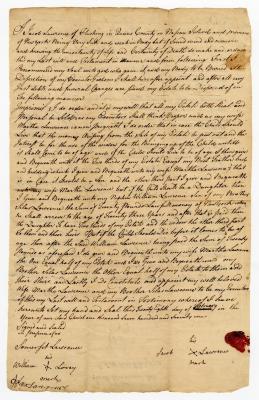 Probated will of Jacob Lawrence, 1771