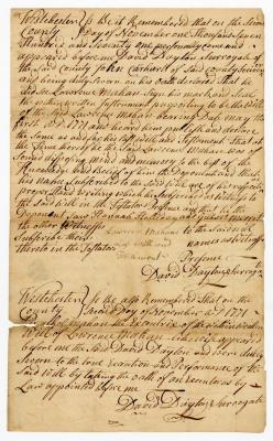 Probated will of Lawrence Mahan, 1771