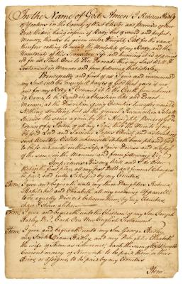 Probated will of Rebecca Hadley, 1771