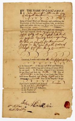 Probated will of John Henderson, 1771