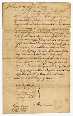 Probated will of Joseph Morris, 1771