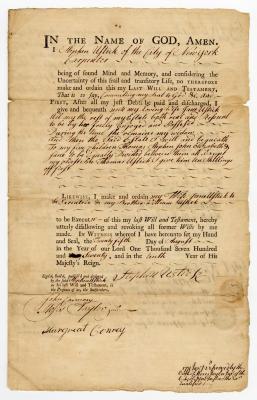 Probated will of Stephen Ustick, 1771