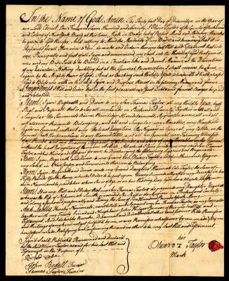 Probated will of Oliver Taylor, 1771