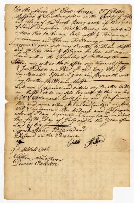 Probated will of Chloe Mulford, 1771