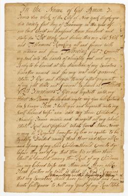 Probated will of James Van Vleck, 1771