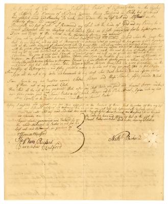 Probated will of Nathaniel Baker, 1772