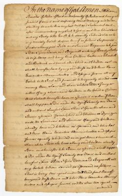 Probated will of William Bancker, 1772