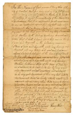 Probated will of Henry White, 1771