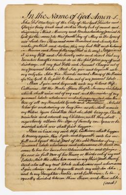 Probated will of John D. L. Montonje, 1772