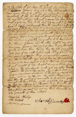 Probated will of Samuel Emmons, 1772