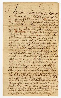 Probated will of Duncan Brown, 1772