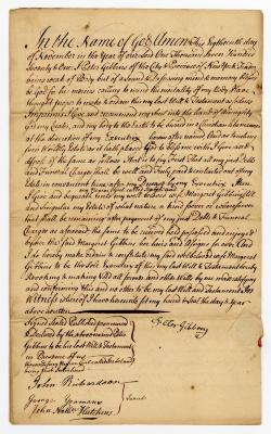 Probated will of Peter Gibbons, 1772