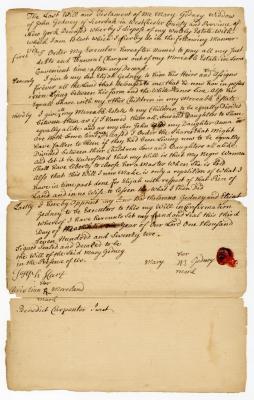 Probated will of Mary Gedney, 1772