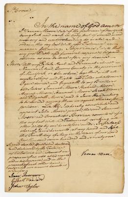 Probated will of Vernon Moore, 1772