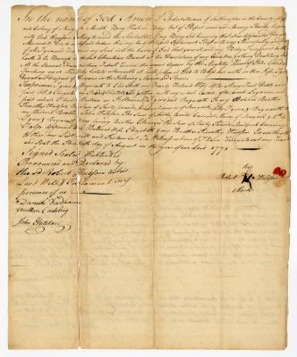 Probated will of Robert Hudson, 1772