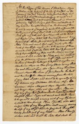 Probated will of Abraham Myer, 1772