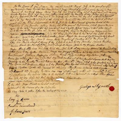 Probated will of George Stymets, 1772