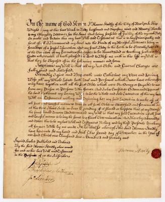 Probated will of Thomas Stoodly, 1772
