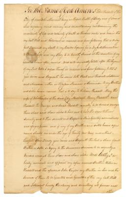 Probated will of John Waddell, 1772