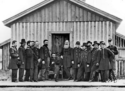 Civil War. General Ulysses S. Grant (1822-85) and officers