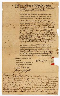 Probated will of William Crawford, 1773