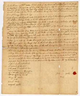Probated will of John Yerks, 1772