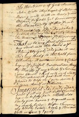 Probated will of John Watts, 1772