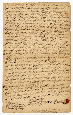 Probated will of Anna Williams, 1772
