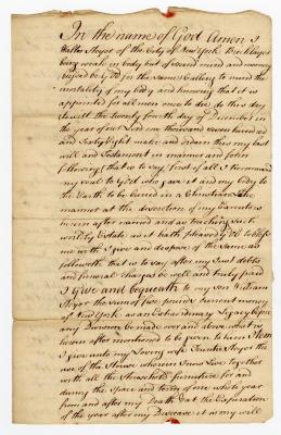 Probated will of Walter Heyer, 1773