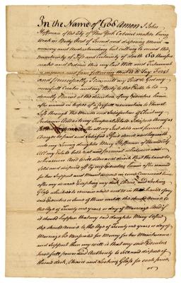 Probated will of John Hoffman, 1773