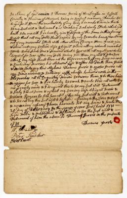 Probated will of Thomas Jarvis, 1773