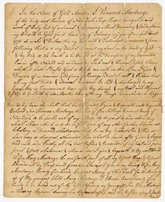 Probated will of Vinsent Montayne, 1773