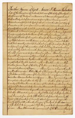 Probated will of Thomas Valentine, 1773