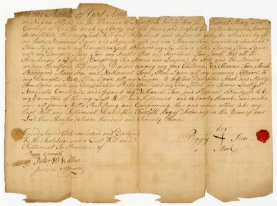 Probated will of Peggy Tom, 1773