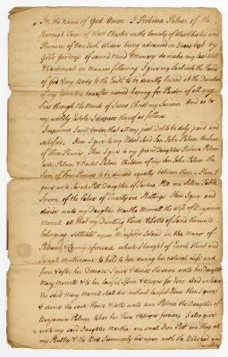 Probated will of Rebecca Palmer, 1773