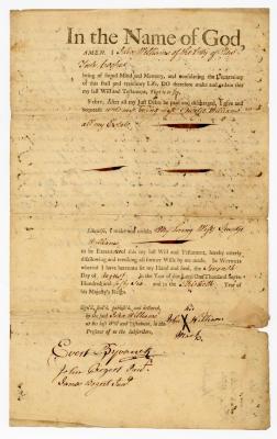 Probated will of John Williams, 1773