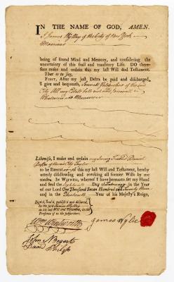 Probated will of James Wylie, 1773