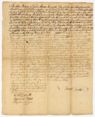 Probated will of Joseph Jacobs, 1774