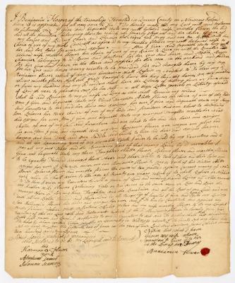 Probated will of Benjamin Flower, 1774
