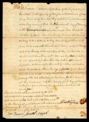 Probated will of Albert Leydecker, 1774