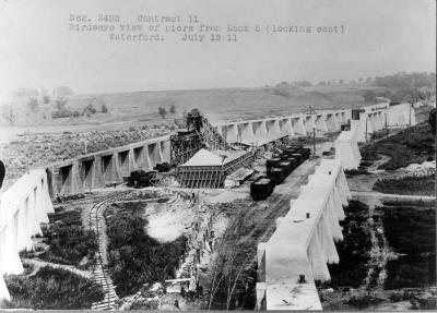 Canal. Birdseye view of piers from Lock 5