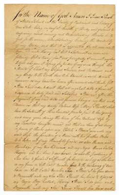 Probated will of Isaac Praall, 1774