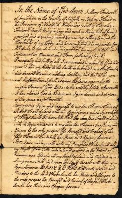 Probated will of Mary Tredwell, 1774