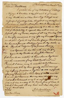 Probated will of John Backhouse, 1775