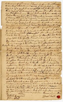 Probated will of Israel Smith, 1774