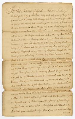 Probated will of Mary Tiebout, 1774
