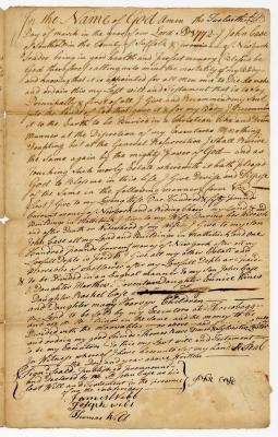 Probated will of John Case, 1775