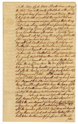 Probated will of Bartholomew Gedney, 1775